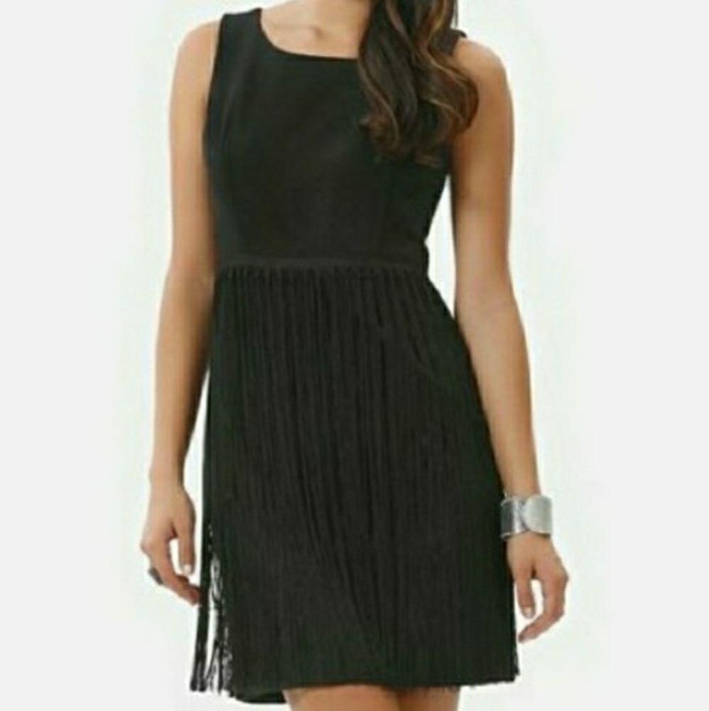 NWT - Daisy Fuentes Black Fringe Cocktail Dress